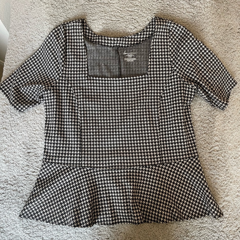 Lane Bryant Black and White Houndstooth Blouse